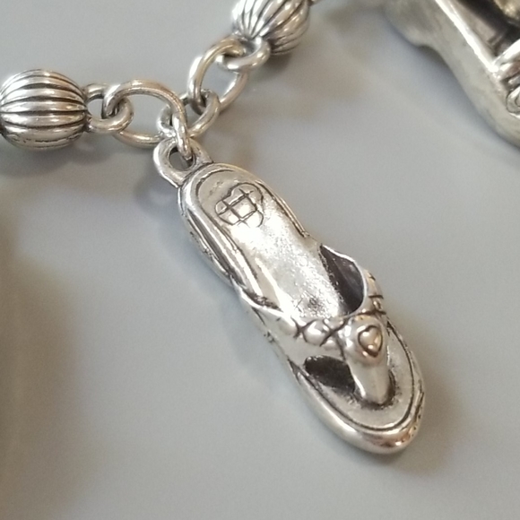 Brighton "SHOE LOVE" Detailed Silver Sandal, Slide, & Loafer 6-Charm Bracelet 👠 - Picture 7 of 16